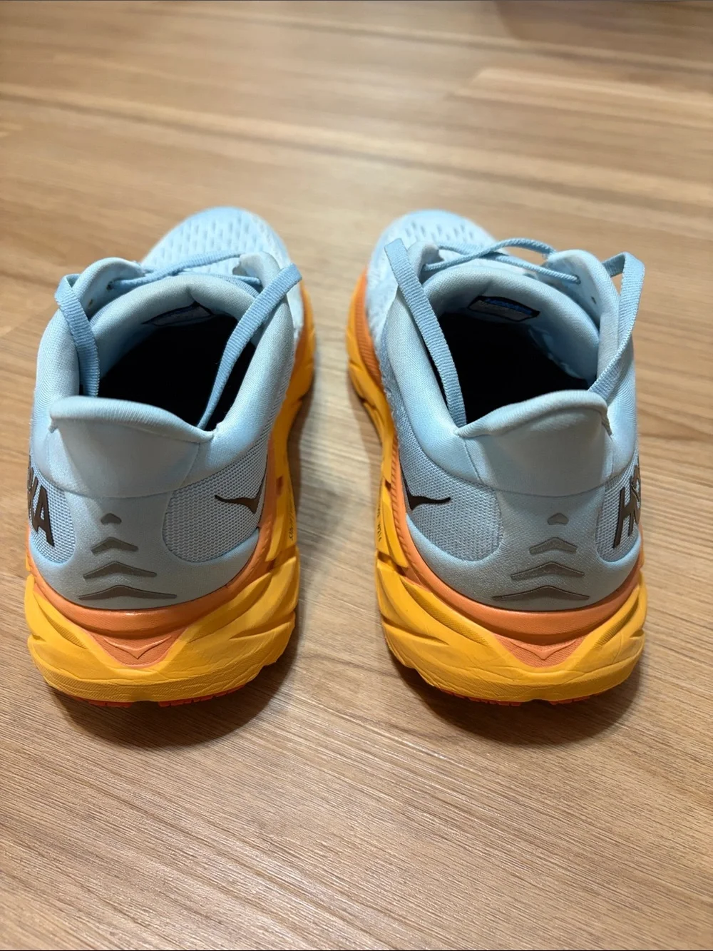 HOKA Clifton 8 Running Shoes Blue Orange Cushioned Athletic Sneakers